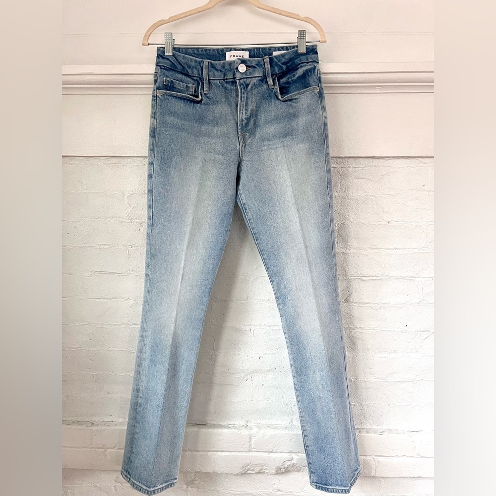 Frame Le Mini Boot in Kerwin Wash Mid Rise Light Wash NWOT Size 28 - Picture 2 of 16